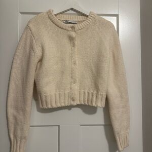Zara Cream Button-Up Cardigan